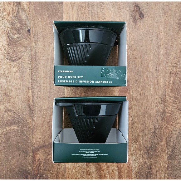 Two Starbucks Pour Over Sets Drip Coffee Brewer Sets Black - New - Picture 1 of 4